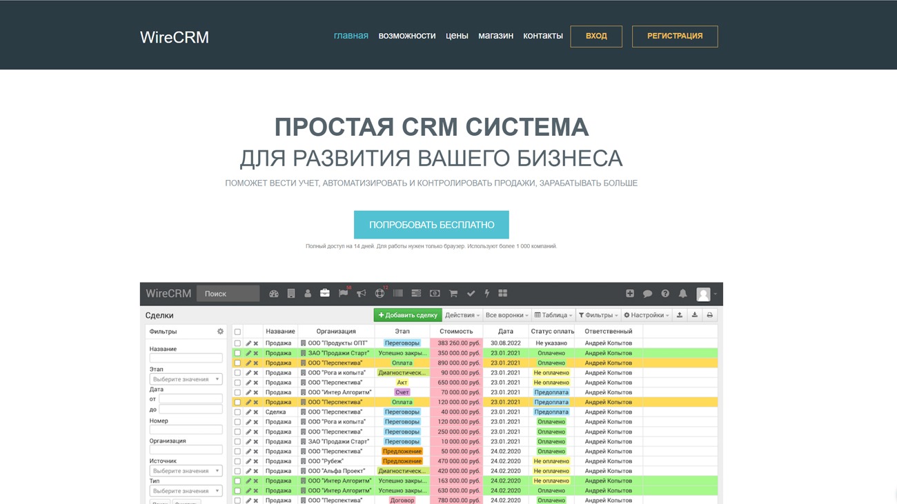 WireCRM официальный сайт